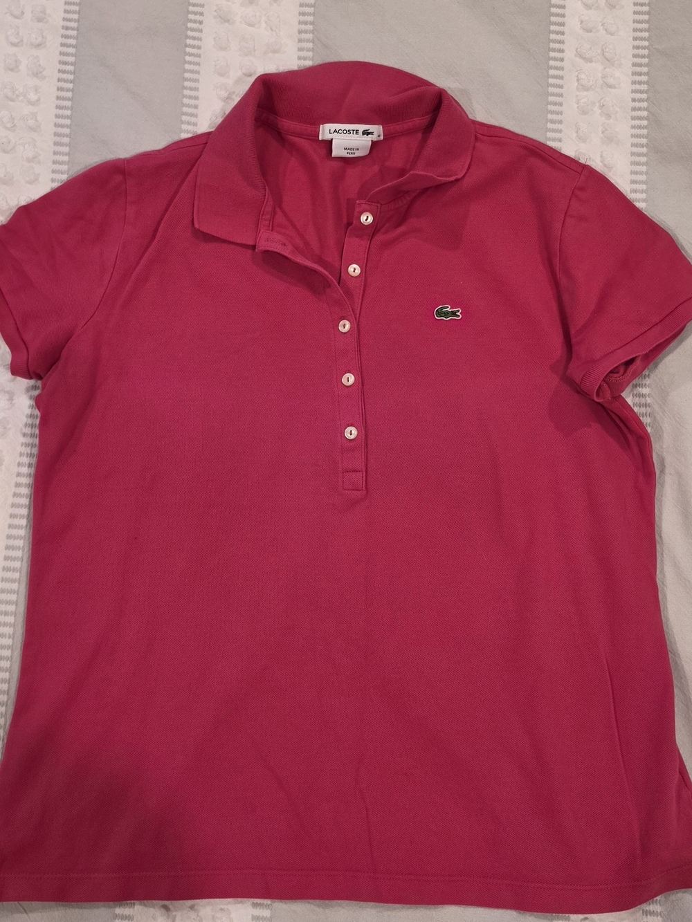 Lacoste Women's Button-Down Polo in Bright Fuchsia